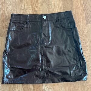 SUNCOO Shiny Burgundy Mini Skirt